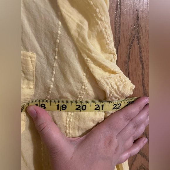 Westport Light Yellow Sheer Button Down Shirt with Tie Front - Picture 7 of 8